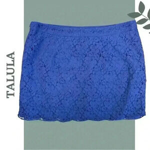 Talula for Aritzia Royal Blue Lace Miniskirt Lined Suze Zipper Size 6